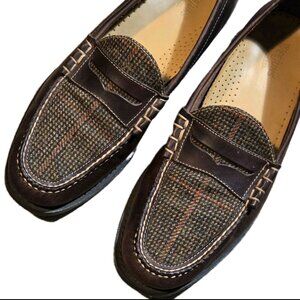 GH Bass Weejuns Loafers Men's Size 11.5 Harrington Tweed Penny Loafers Brown